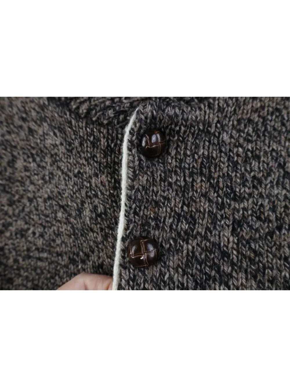 Vintage 90s Streetwear Mens Medium Blank Wool Blend Knit Henley Sweater USA